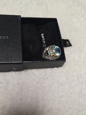 Ross-Simons Sterling Silver Ring with Blue Gem and Gold Accent